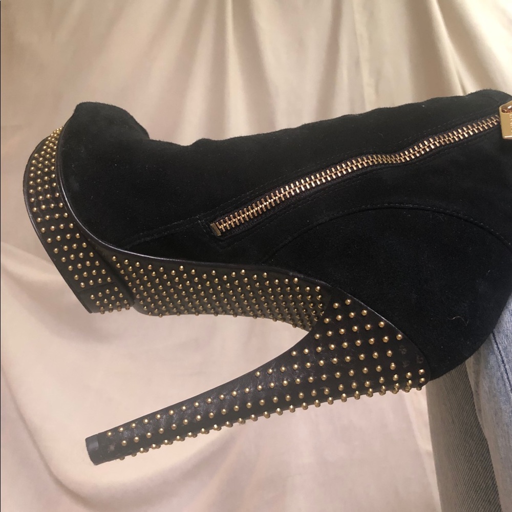 Michael Kors gold studded peep toe bootie 10M